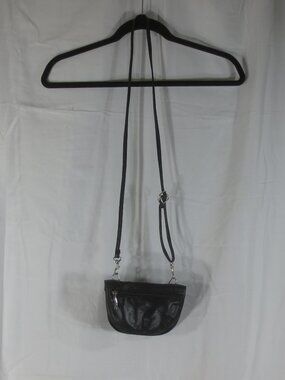 Unlisted Bag Black Leather Crossbody Beltloop Mini Wallet Multi Pocket Purse